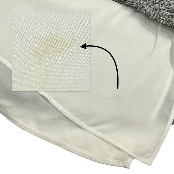 BCBGENERATION Heather Gray & White Mixed Media Long Sleeve Ruffle Cuff Blouse - Picture 12 of 12